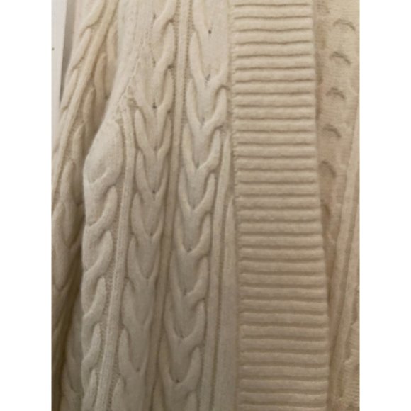 Ann Taylor wool alpaca white chunky braided cardigan sweater sz M - Picture 3 of 7